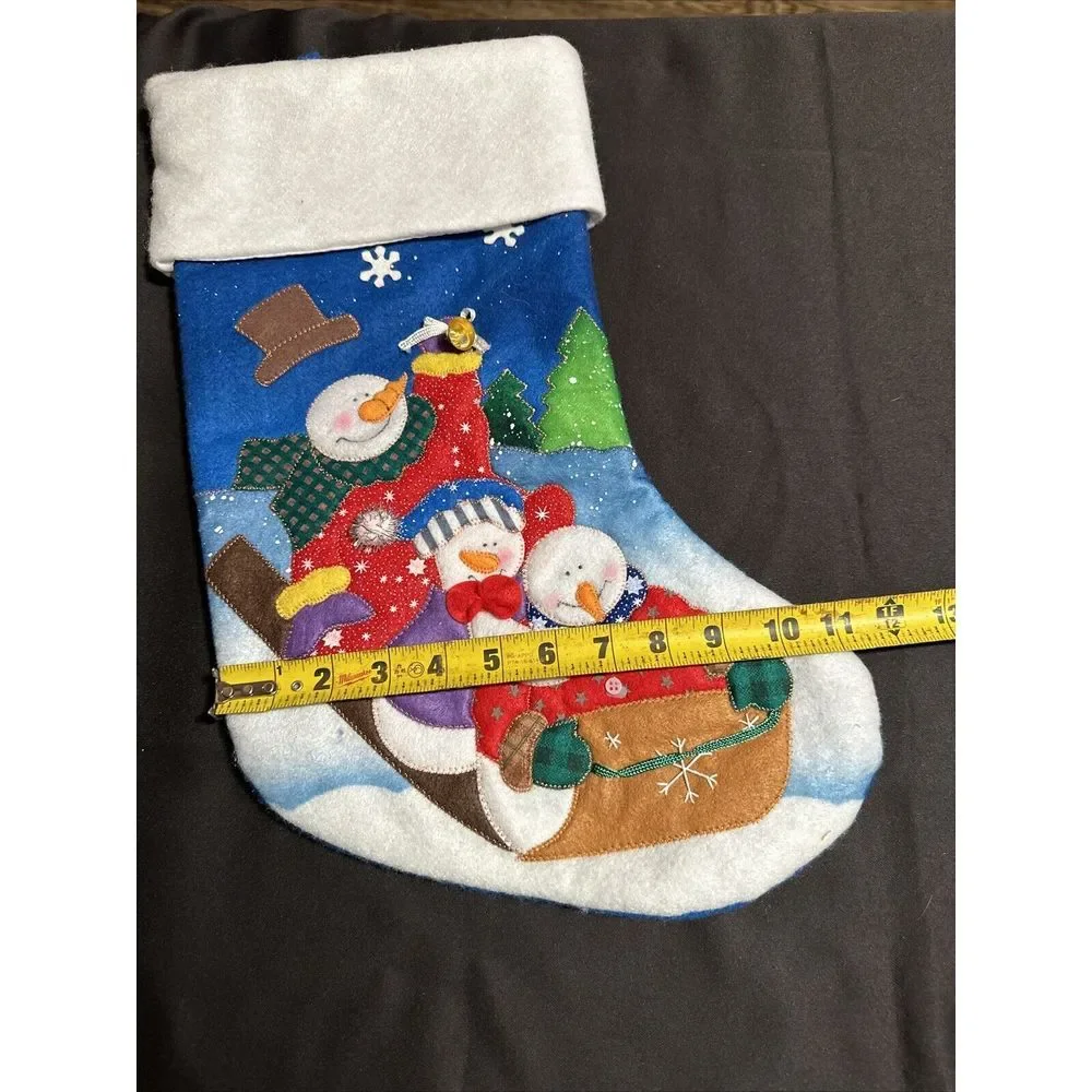Lot of 4 3D Snowman Sleigh Bird House Christmas Stockings Penguin EUC